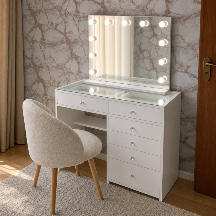 COIFFEUSE 7 TIROIRS ET MIROIR