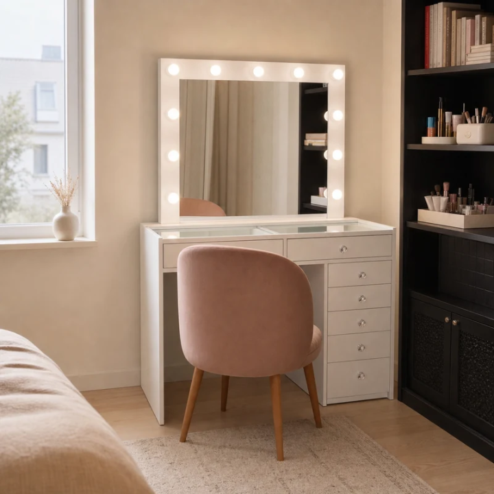 COIFFEUSE 7 TIROIRS ET MIROIR