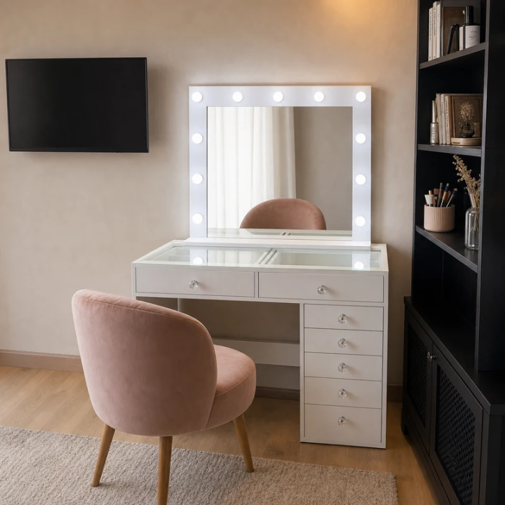 COIFFEUSE 7 TIROIRS ET MIROIR