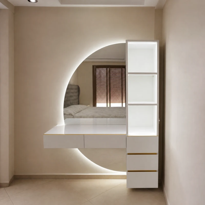 COIFFEUSE AVEC MIROIR DEMI CERCLE