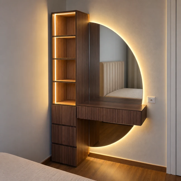 COIFFEUSE AVEC MIROIR DEMI CERCLE