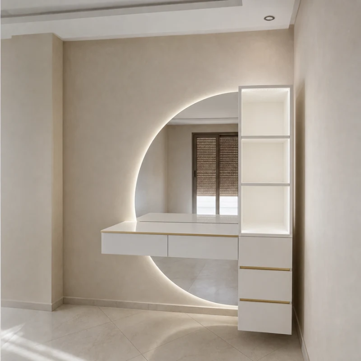 COIFFEUSE AVEC MIROIR DEMI CERCLE