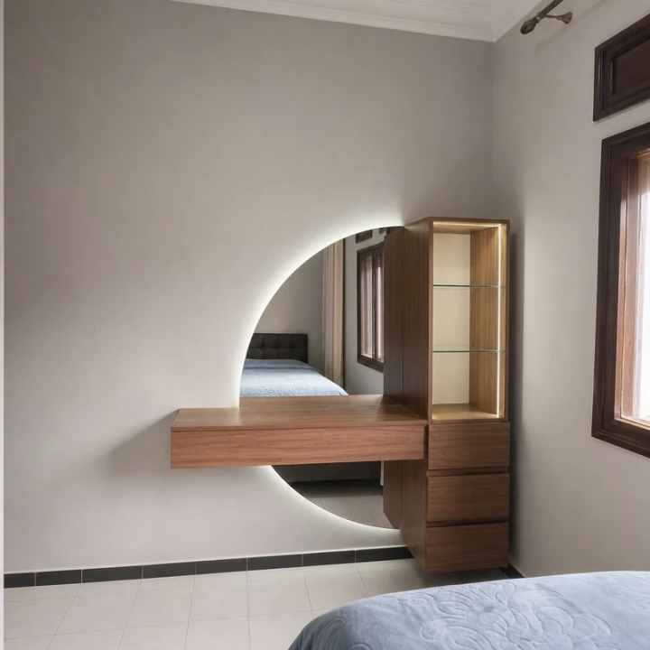 COIFFEUSE AVEC MIROIR DEMI CERCLE