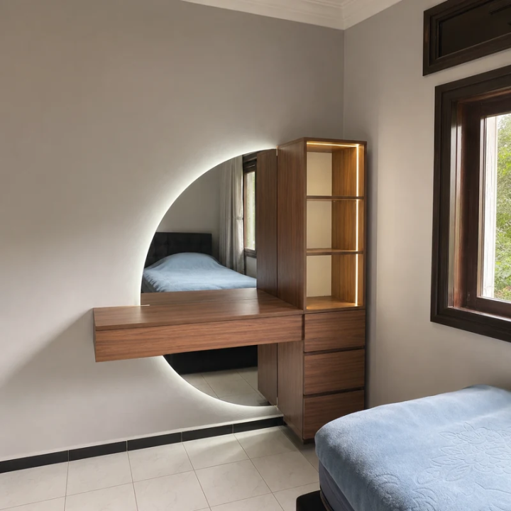 COIFFEUSE AVEC MIROIR DEMI CERCLE